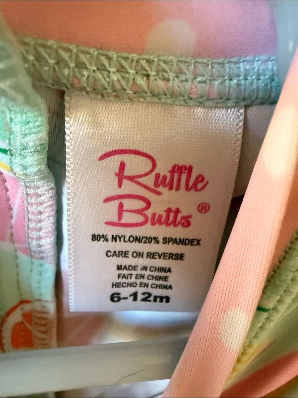 Ruffle Butts Pastel Citrus Long Sleeve Swimsuit - Pink, Mint, Peach